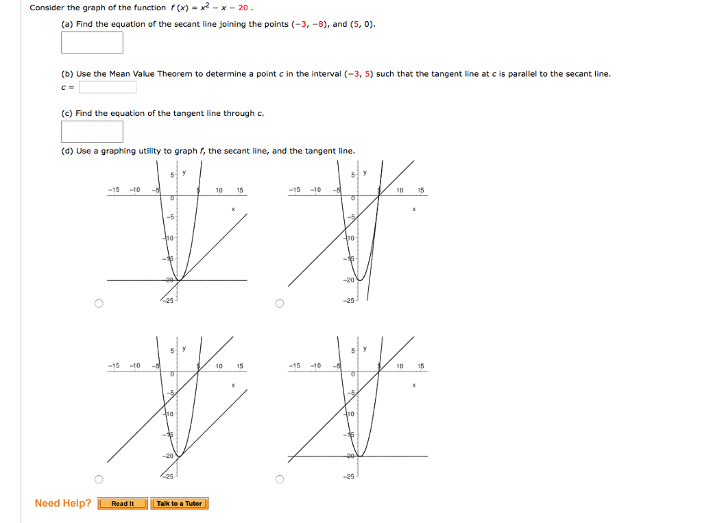 Solved Consider the graph of the function f (x) = x2-x-20. | Chegg.com