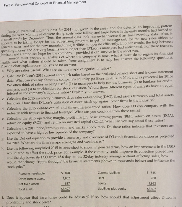 Solved Part 2 Fundamental Concepts In Financial Management Chegg