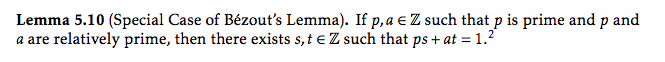 Solved Lemma 5.10 (Special Case of Bézout's Lemma). If p, a | Chegg.com