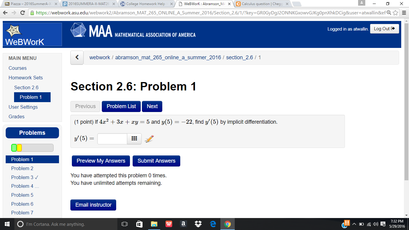 find the value of x if 4x 3y 23 and y 5
