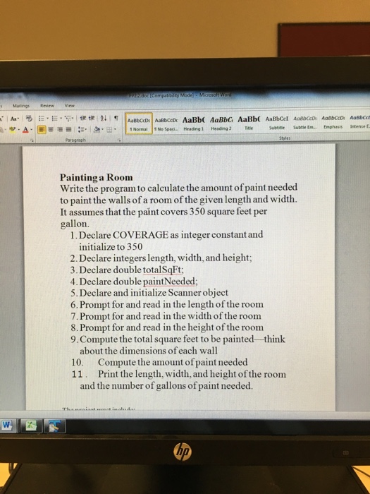 Solved Write the program to calculate the amount of paint