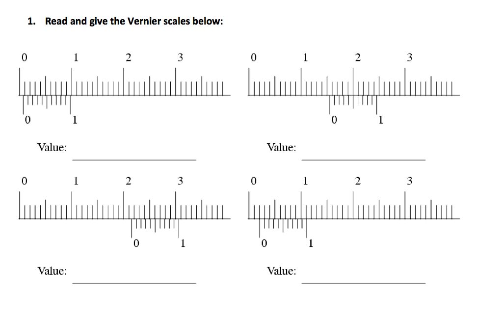 Solved Read and give the Vernier scales below: | Chegg.com