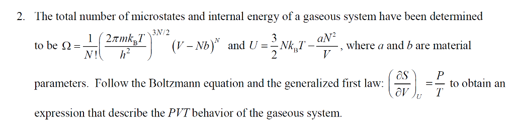 Solved The Total Number Of Microstates And Internal Energy | Chegg.com