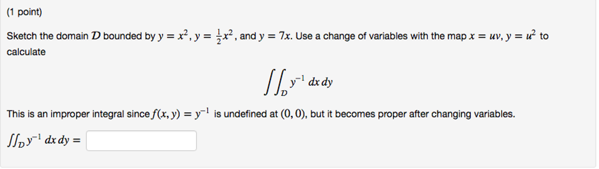 Solved Sketch the domain D bounded by y = x62, y = 1/2x^2,