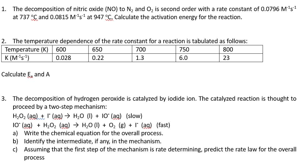 Solved The of nitric oxide (NO) to N2 and O2