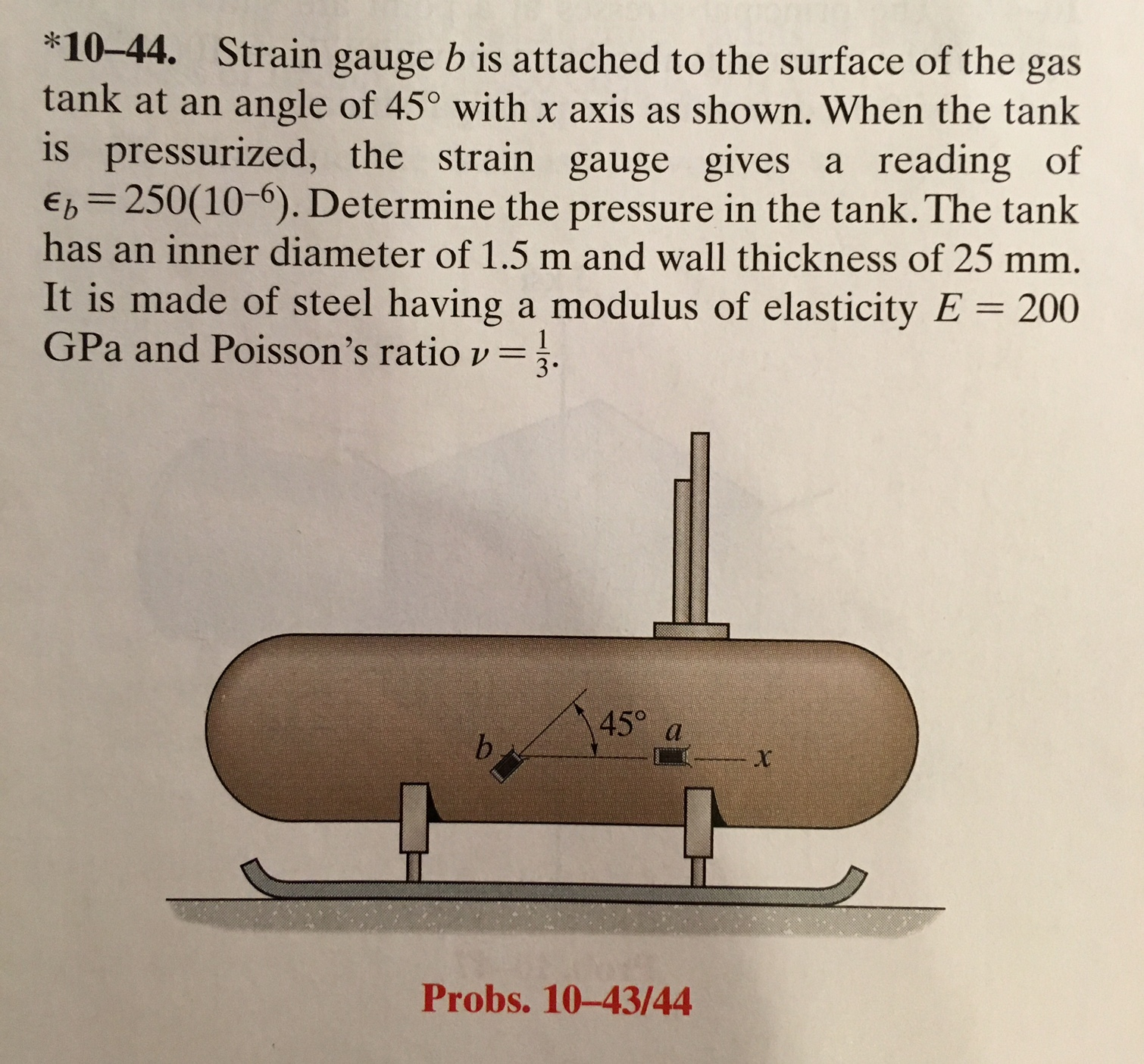 Solved Strain Gauge B Is Attached To The Surface Of The Gas | Chegg.com