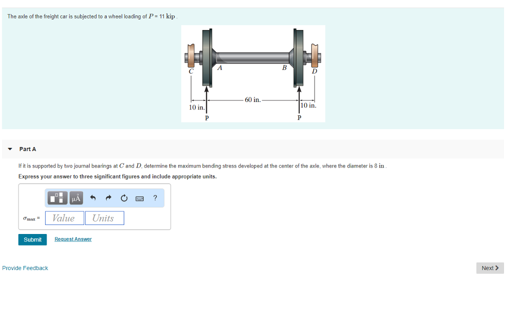 Solved The axle of the freight car is subjected to a wheel