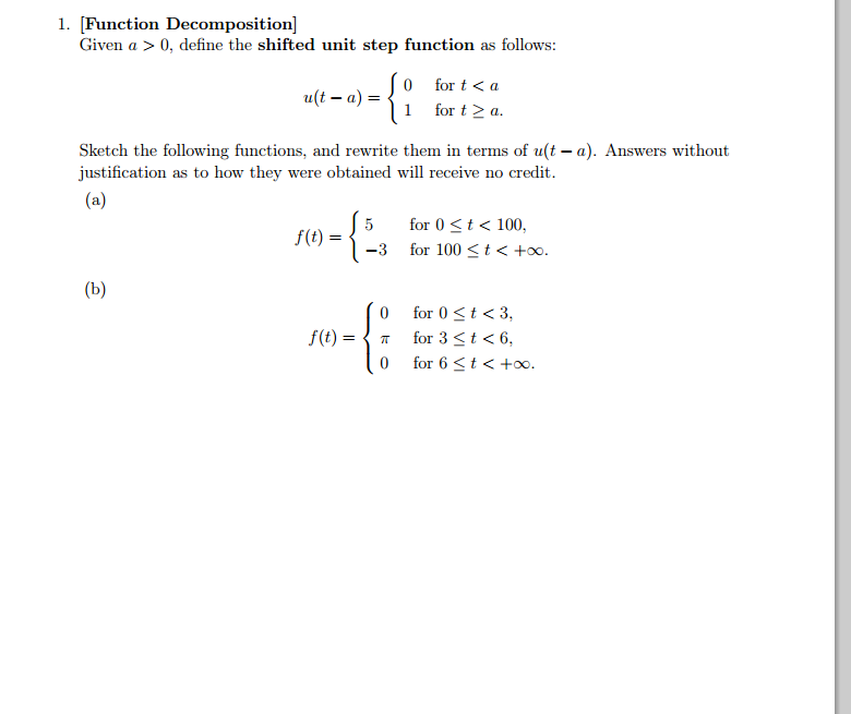 Given a > 0, define the shifted unit step function as | Chegg.com