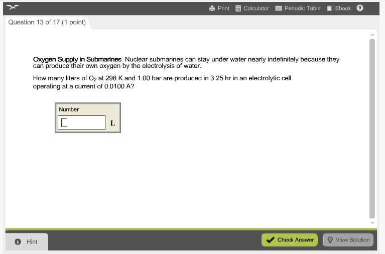 Solved Oxygen Supply in Submarines Nuclear submarines can