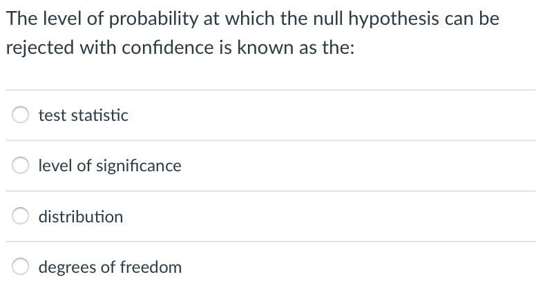 null hypothesis level of confidence