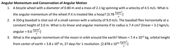Solved Angular Momentum and Conservation of Angular Motion A | Chegg.com