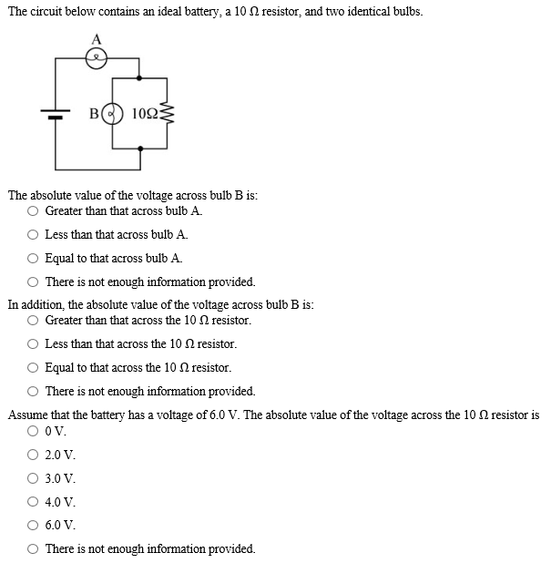 Solved The circuit below contains an ideal battery, a 10 ? | Chegg.com