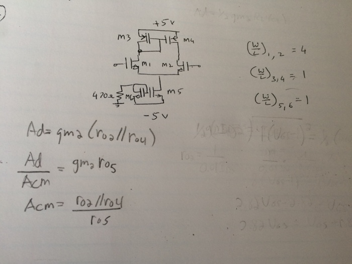 Solved Find Ad Acm And CMRR With K'n=2*10^-3 And K'p=1*10^-3 | Chegg.com