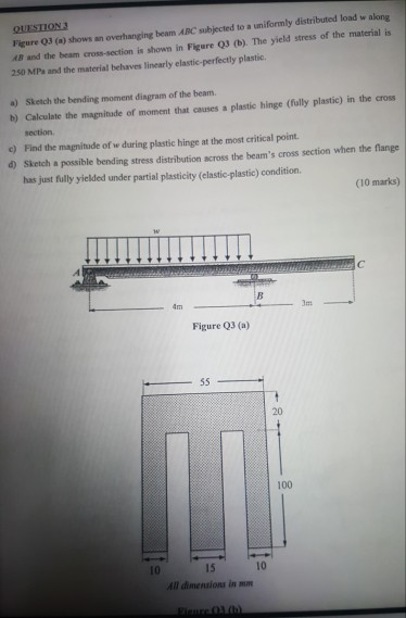 Solved 4B and the beam cross-section is shown in Figure Q3 | Chegg.com