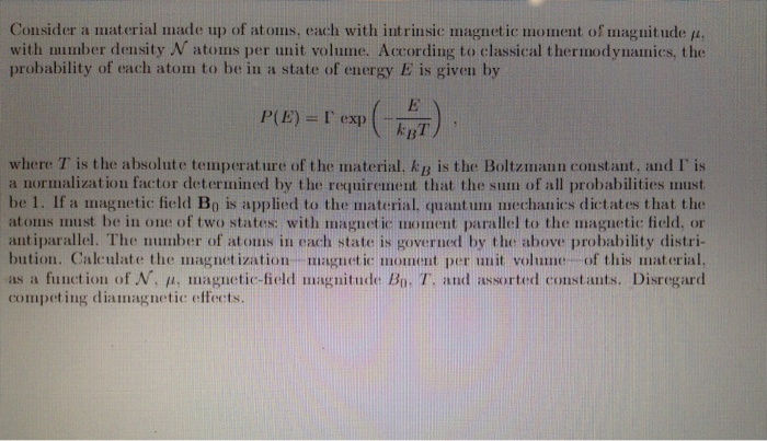 Solved Consider a material made up of atoms, each with | Chegg.com