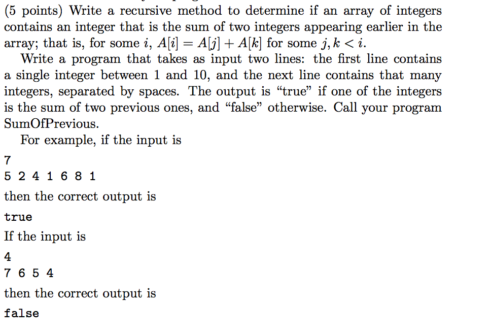 integers integer recursive array method separated