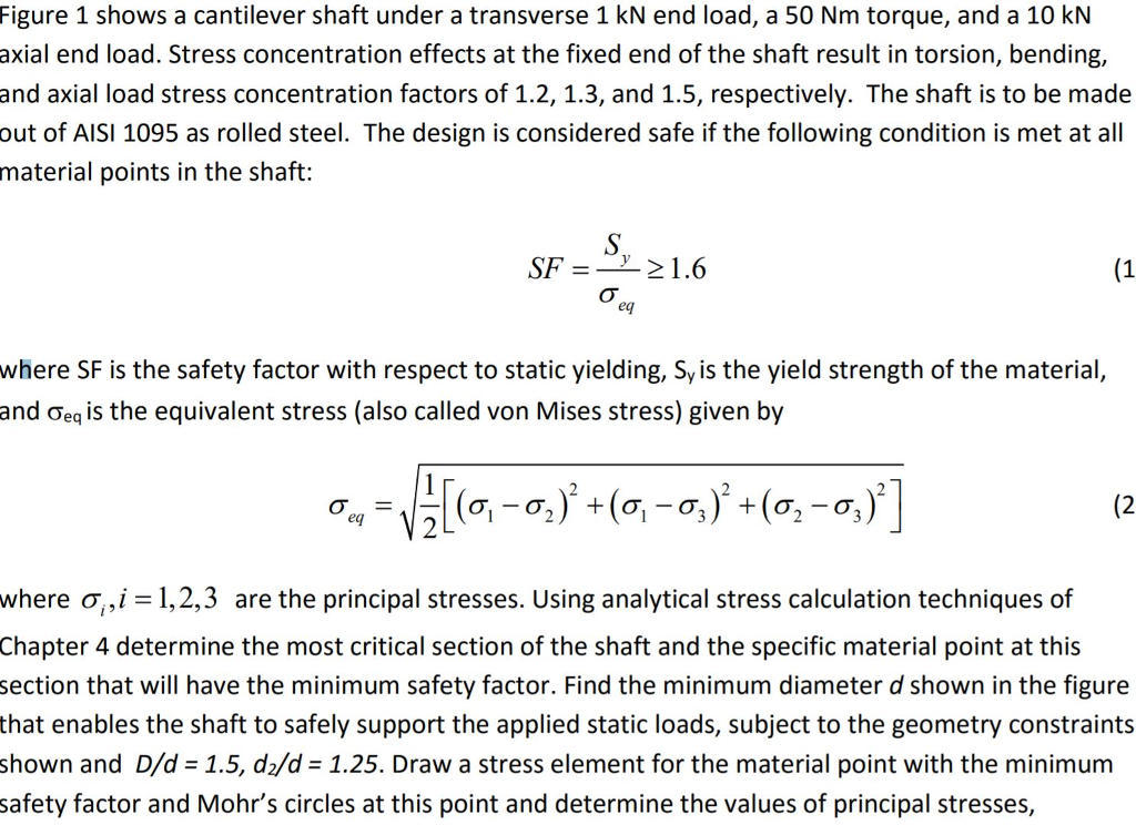 calculated principle stresses in a cantilever