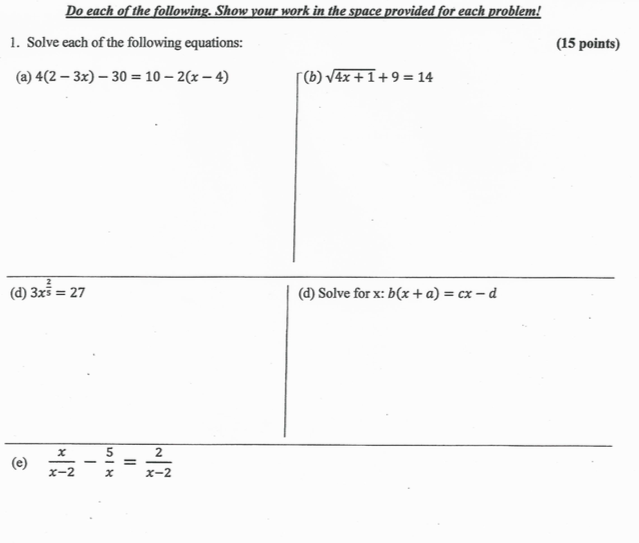 Solved Do each of the following. Show your work in the space | Chegg.com