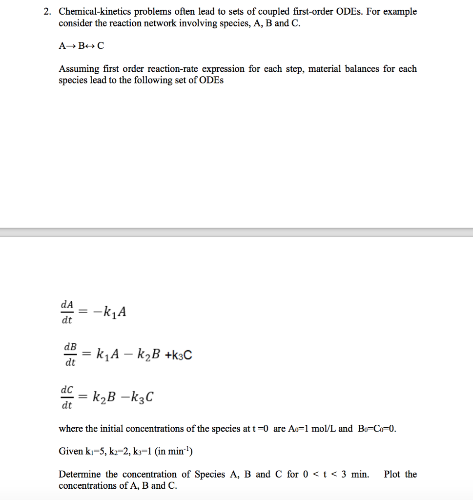 2. Chemical-kinetics problems often lead to sets of | Chegg.com