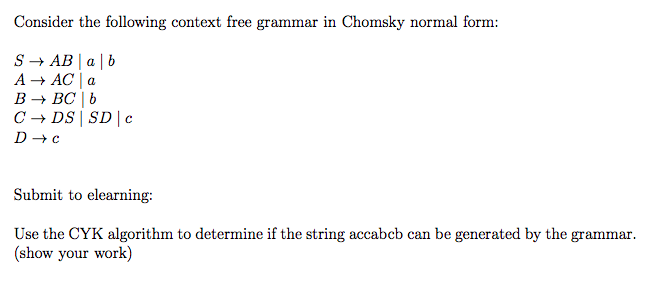 Solved Consider The Following Context Free Grammar In | Chegg.com