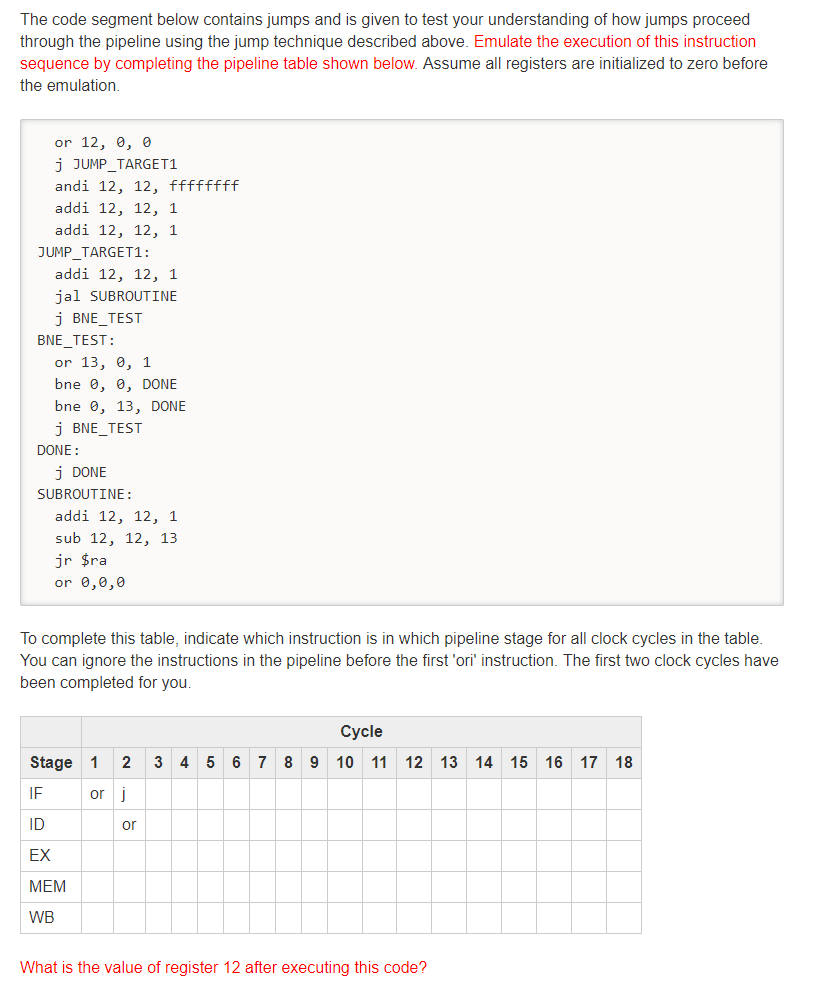 The code segment below contains jumps and is given to | Chegg.com