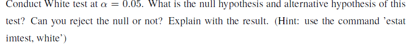 null hypothesis white test