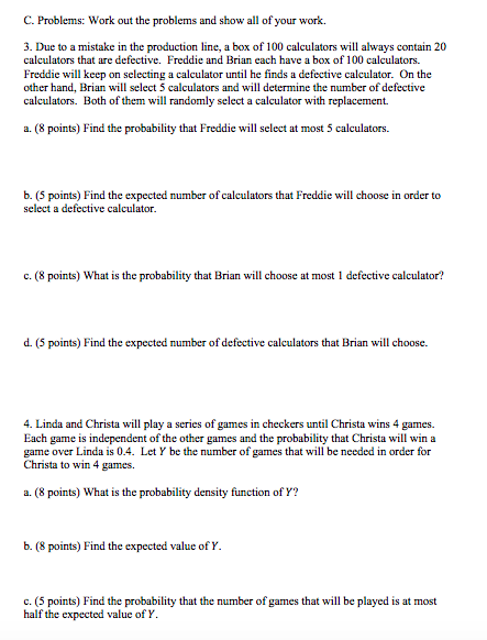 Solved C. Problems: Work out the problems and show all of | Chegg.com