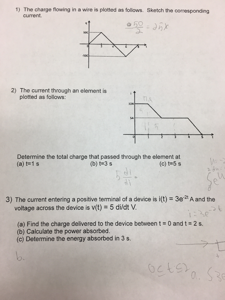 Solved 1) The charge flowing in a wire is plotted as | Chegg.com