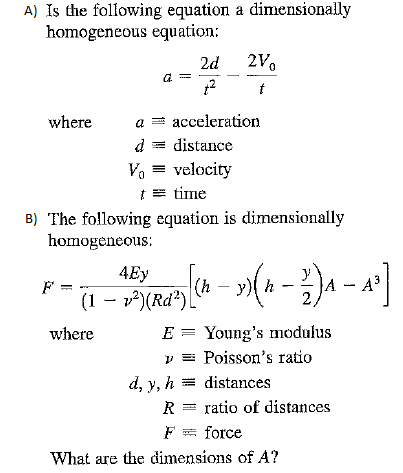 Solved Is the following equation a dimensionally homogeneous | Chegg.com