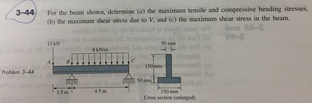 Solved For the beam shown, determine (a) the maximum tensile | Chegg.com
