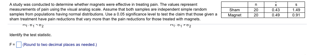 statistics written assignment magnets and pain