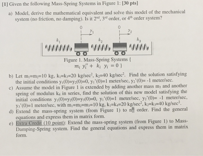 Solved Given the following Mass-Spring Systems in Model, | Chegg.com