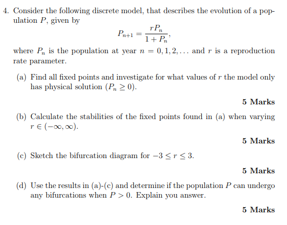 Solved 4. Consider the following discrete model, that | Chegg.com