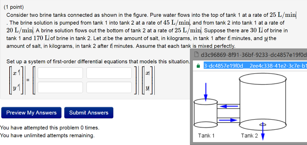 Consider two brine tanks connected as shown in the | Chegg.com