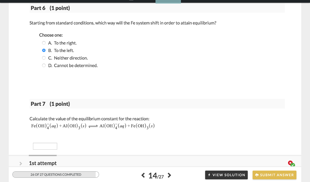 Solved Part 2 (1 Point) Calculate The Equilibrium Constant | Chegg.com