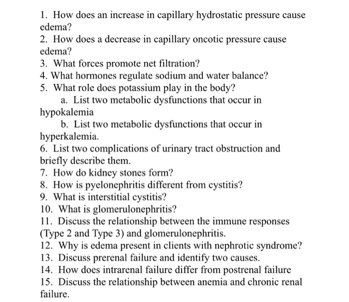 Solved How does an increase in capillary hydrostatic | Chegg.com