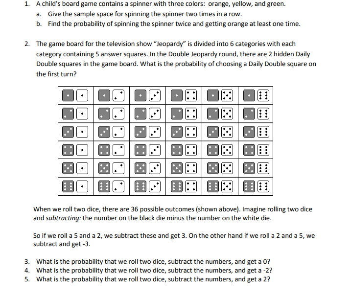 Solved 1. A child's board game contains a spinner with three | Chegg.com