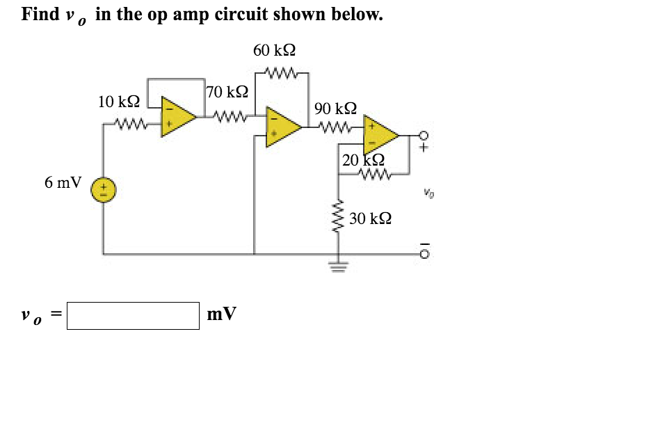 Solved Find v_o in the op amp circuit shown below. | Chegg.com