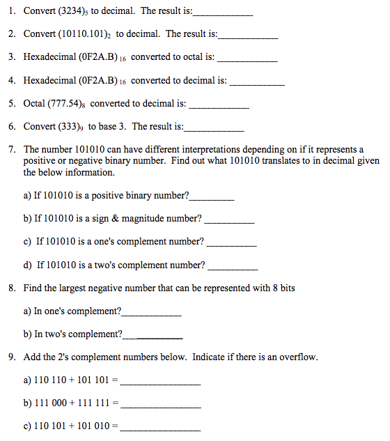 Solved Convert (3234)_5 to decimal. The result is ______ | Chegg.com