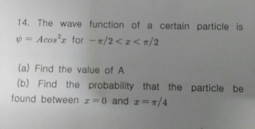Solved 14. The wave function of a certain particle is (a) | Chegg.com