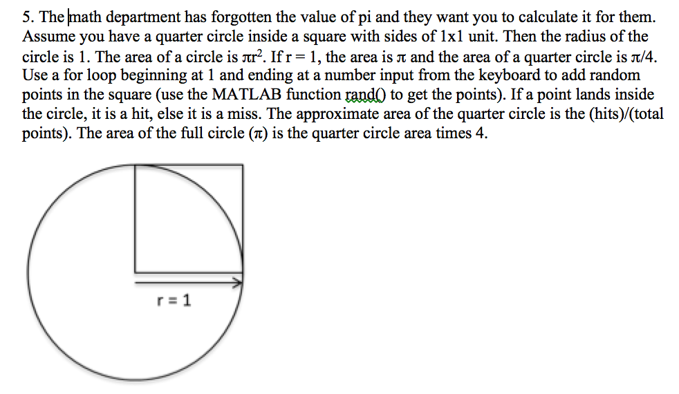 Solved 5. The math department has the value of pi