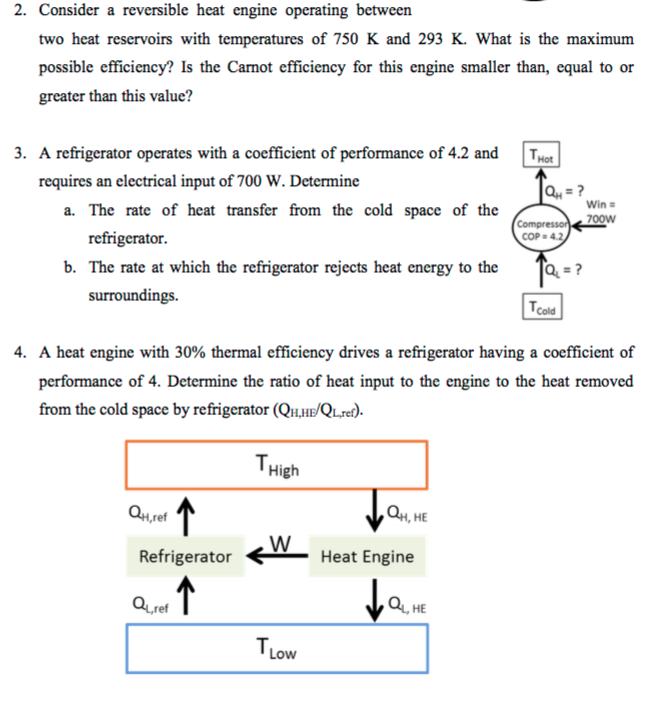 Solved 2.) Consider A Reversible Heat Engine Operating Be...