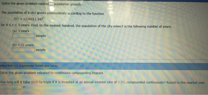 Solved Solve the given problem related population growth. | Chegg.com