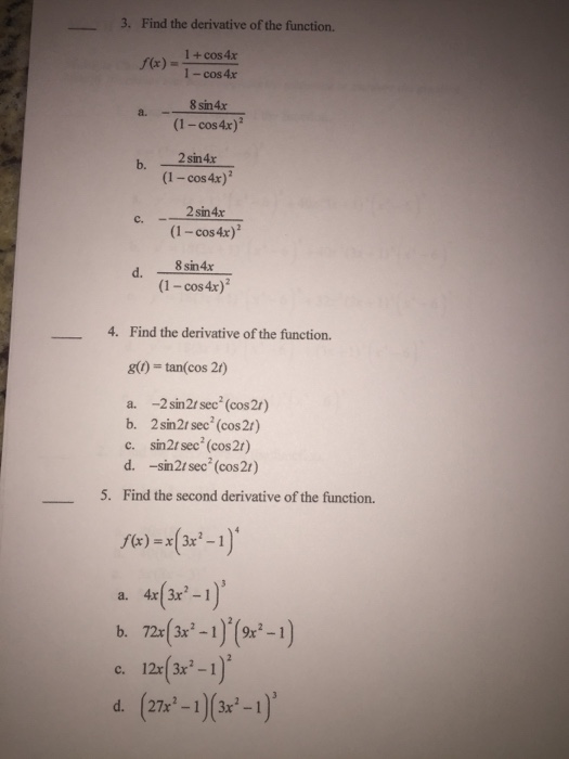 find the derivative of x cos x 1 x 2