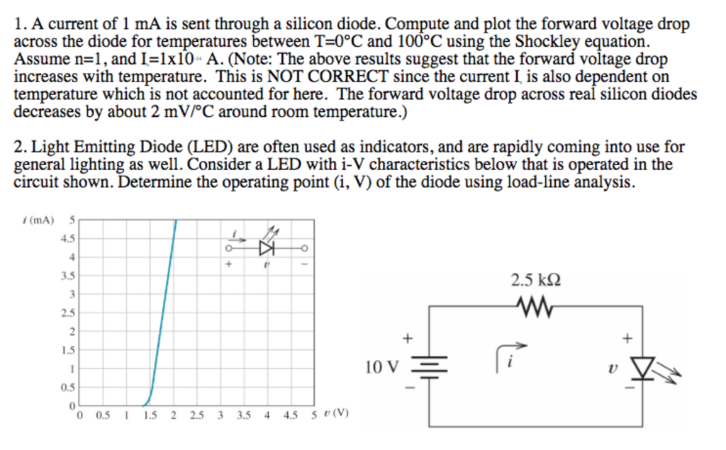 solved-1-a-current-of-1-ma-is-sent-through-a-silicon-diode-chegg