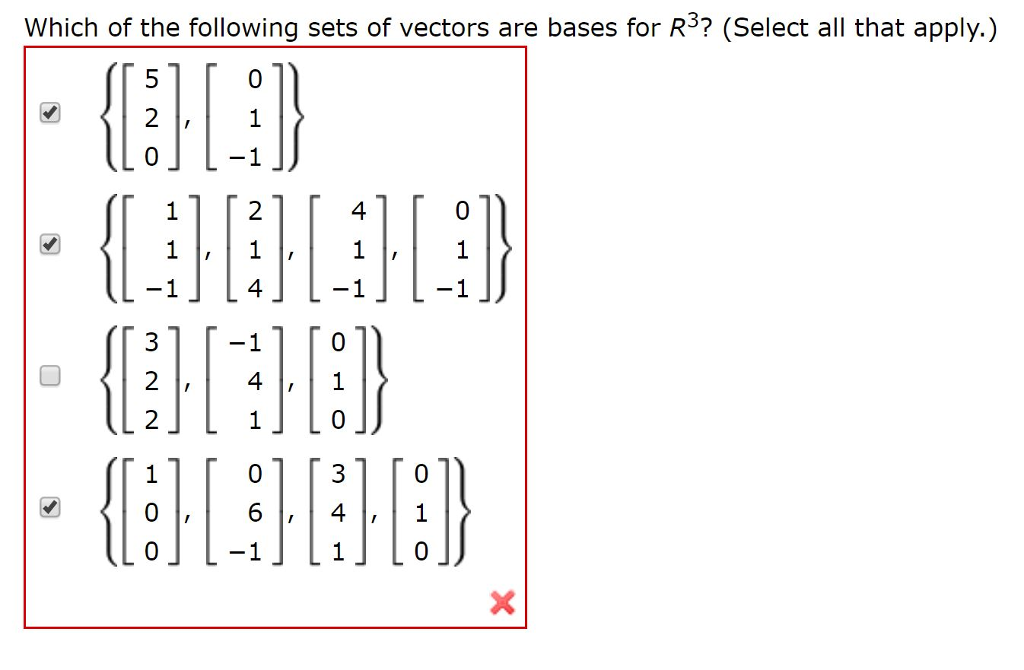 Solved Which of the following sets of vectors are bases for