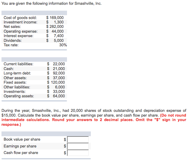 Solved You are given the following information for | Chegg.com