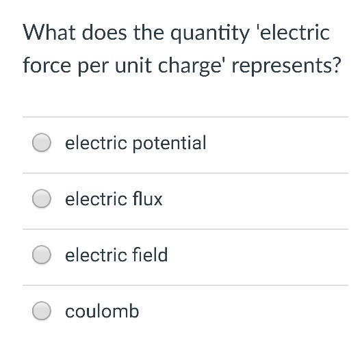 Electric Force Per Unit Charge