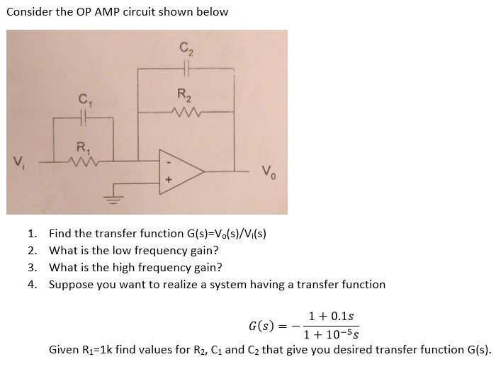 Solved Consider the OP AMP circuit shown below Find the | Chegg.com