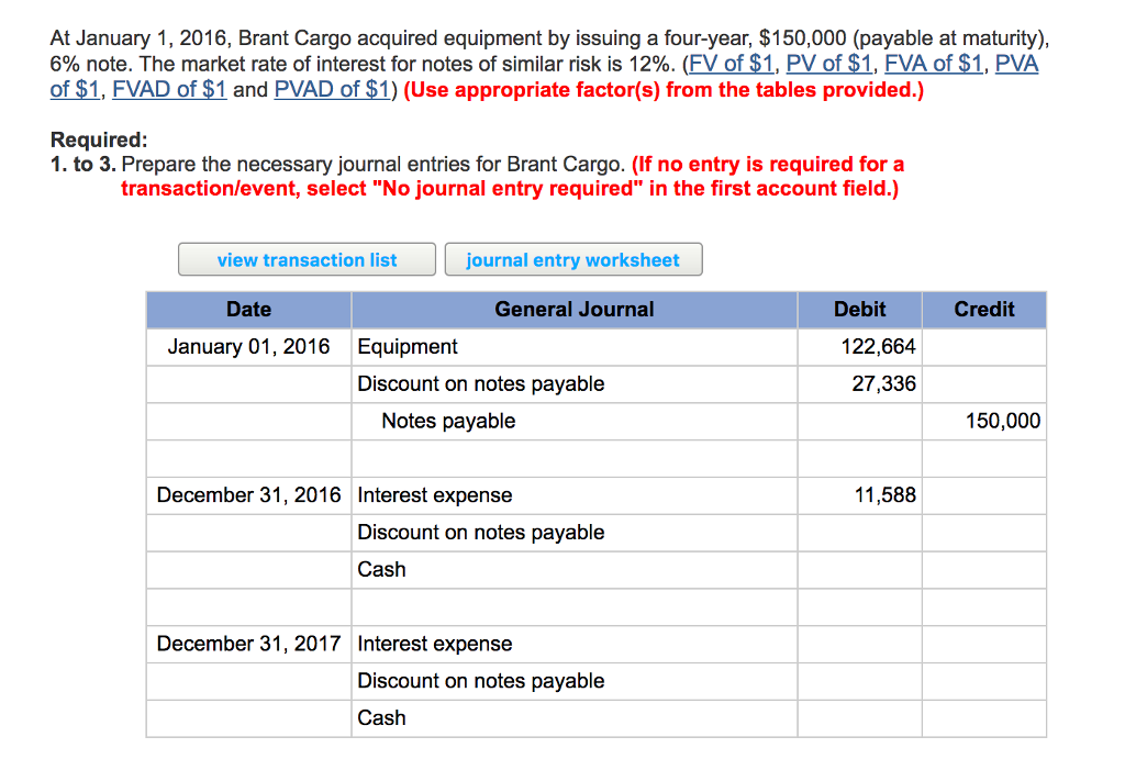 Solved At January 1, 2016, Brant Cargo acquired equipment by